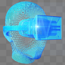 vr虚拟现实眼镜图片_科技未来低聚VR虚拟现实透视人物