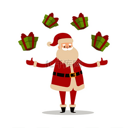 寒假易拉宝图片_圣诞老人丛林白色隔离的礼盒卡通