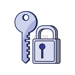 手绘卡通钥匙图片_带钥匙的安全挂锁