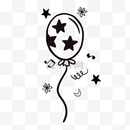 生日主题背景图片_线稿生日涂鸦五角星图案气球