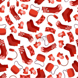 红色冬季搭配无缝图案红色冬季搭
