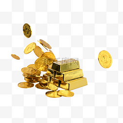 金条设计图片_金条金币富贵钱币黄色堆