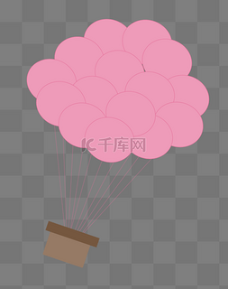 卡通粉色热气球图片_矢量扁平热气球