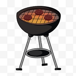 烧烤标志图片_烧烤剪贴画烤肉的黑色烤炉