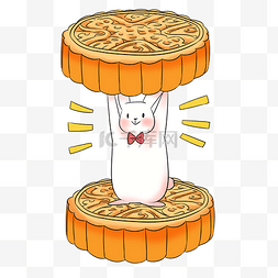 在船上吃月饼图片_中秋中秋节举起月饼玉兔
