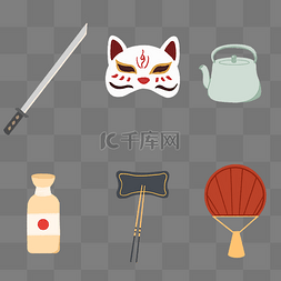 日本刀剑面具茶壶和风