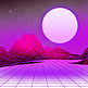 月亮圆球立体山脉紫色抽象科技光效