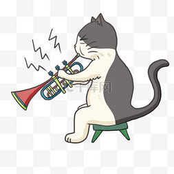 小号喇叭音乐可爱猫咪