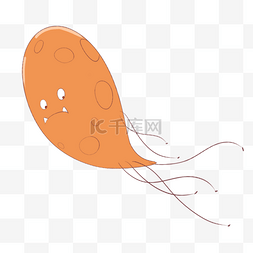 橙色简约卡通可爱表情病毒细菌