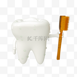 点赞手势人偶图片_3D立体牙齿人偶手拿牙刷牙齿模型