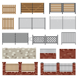 花园墙图片_简单的平面栅栏.. 不同结构和材料
