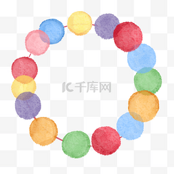 彩色圆圈装饰素材图片_圆环抽象装饰水彩风格