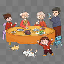 过年父母图片_除夕春节新年一家团圆吃晚饭