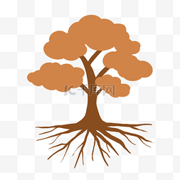 树剪影剪影图片_棕色树和根的剪影