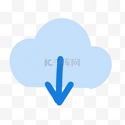 蓝色云朵向下箭头可爱天气图标