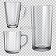 两个透明的玻璃杯子，一杯果汁