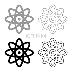 原子分子标志集图标灰黑色矢量插