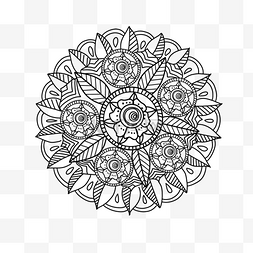 复杂圆形花纹图片_黑色线条曼海蒂图腾曼陀罗花纹图