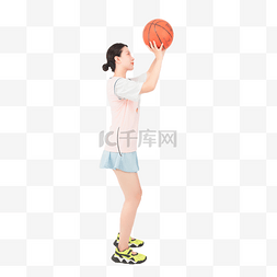 打篮球投篮的美女