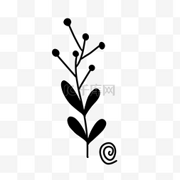 叶子线稿手绘图片_简约手绘黑白涂鸦植物