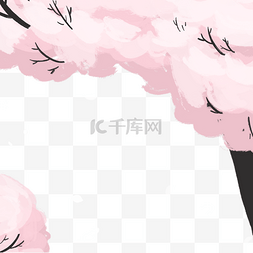 春季旅游手绘粉红色樱花树日本春