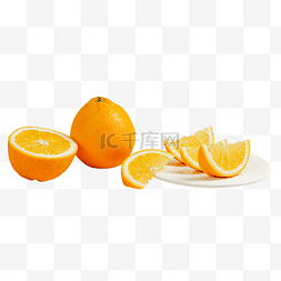 夏天水果新鲜橙子盘子切开橙子
