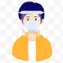 蓝发男孩新型冠状病毒面罩口罩