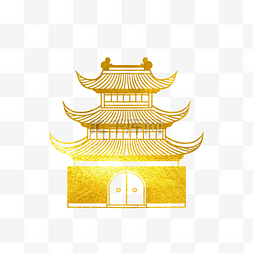 国潮建筑屋顶图片_金箔金边中式建筑