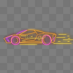 霓虹光效橘色汽车