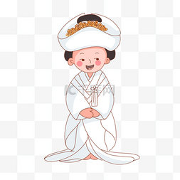 白色连衣裙漫画图片_朝鲜女士祭奠服装白色衣服