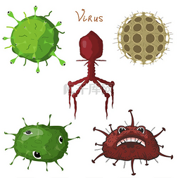 抽象细菌和病毒的矢量插图集卡通