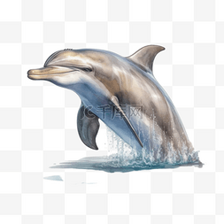 手绘海豚插画图片_卡通手绘海洋生物海豚