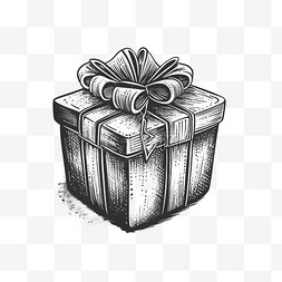 礼品盒插画图片_黑白美观礼品盒线条插画