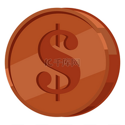 硬币图标图片_带有美元符号图标的铜币。