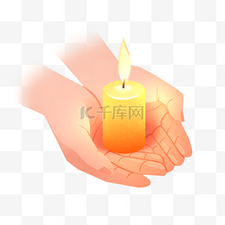 祝福图片_手捧蜡烛清明节祈福