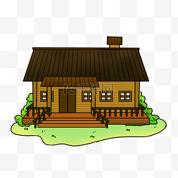 黄色小房子图片_卡通风格棕褐色房顶棕黄色房体带