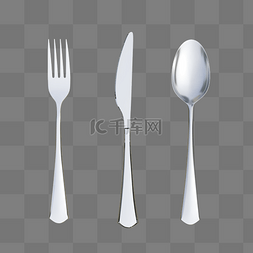 吃饭叉子图片_3D立体银质餐具