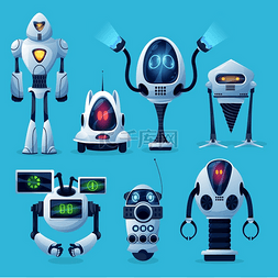 机器人可爱图标图片_卡通机器人矢量图标、人工智能机