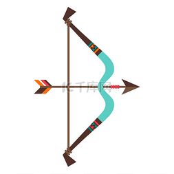 美洲印第安人弓箭的例证。