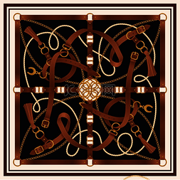 棕色排版图片_皮带装饰逼真的方形设计带扣和马