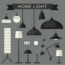 光元素照明图片_家庭灯图标.. 家庭照明与扁平风格