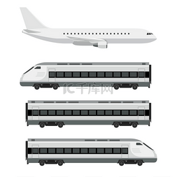 客运客运白色背景上有火车的飞机
