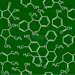 化学科学无缝背景与不同的公式