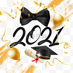 金色丝带博士帽2021毕业季质感边