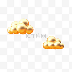 黄色金属质感图片_简约c4d金属质感云朵