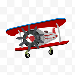 复古老式飞机图片_双翼飞机老式卡通红色