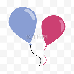 气球水彩红色蓝色图片