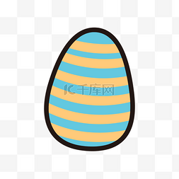 复活节图片_棕色条纹水彩复活节卡通彩蛋