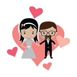 可爱的新郎和新娘可爱的婚姻卡通