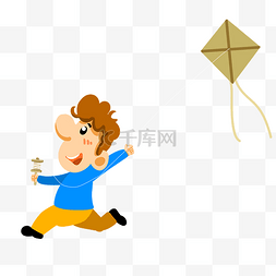 放风筝的儿童图片_涂鸦放风筝的小男孩